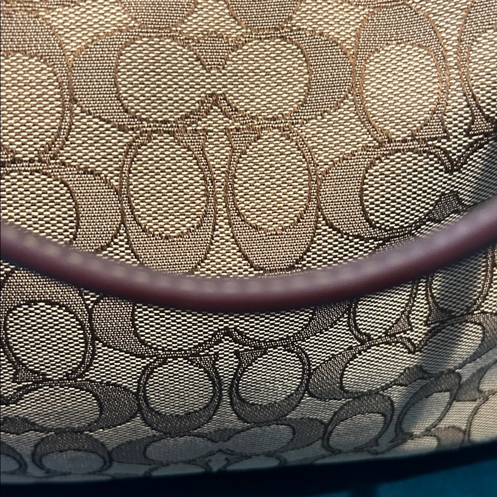 Coach Lexy Tan and Brown Signature Canvas Shoulder Bag NWOT - Picture 7 of 9